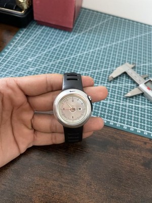 Vintage Nike Triax Analog Sports Watch   Silver / Black Polyurethane Strap