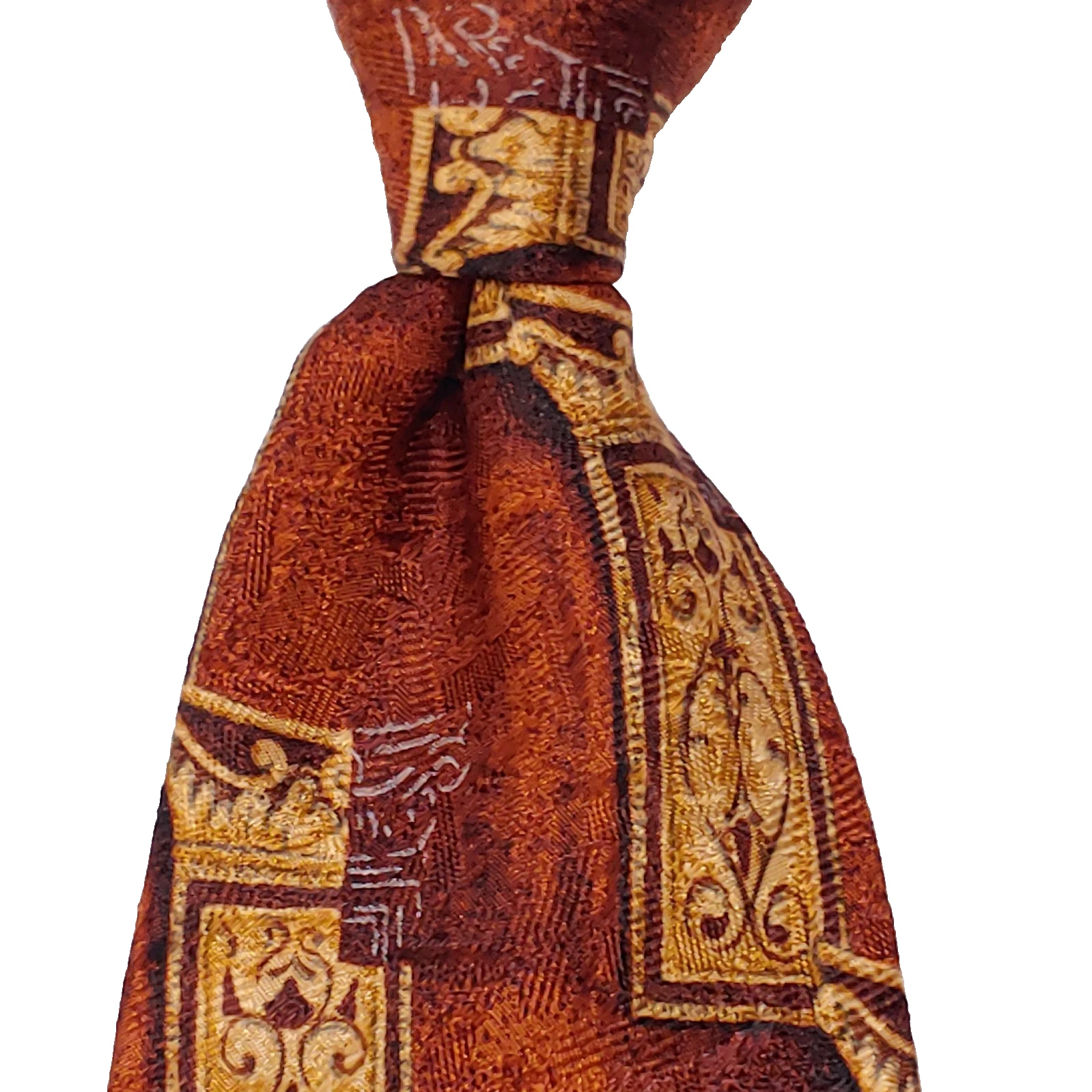Villa Bolgheri Tie Mens 3.75 " x 59 BOGO Brown Silk Geometric Necktie Italy image 1