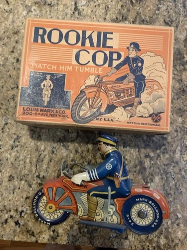 1930’s Vintage Rare Windup Marx Police Patrol  Toy W Original Box