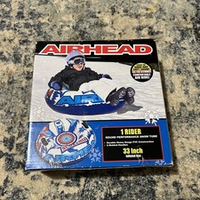 Airhead Subzero Blue 33  Round Performance Snow Tube Kid Sledding Handles