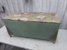 Vintage Lloyd Loom Lusty Wicker Storage Ottoman Blanket Box Green