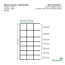 Galvanised Field / Stock Fencing Roll – 50m x 0.8m / 1.0m / 1.2m Heights