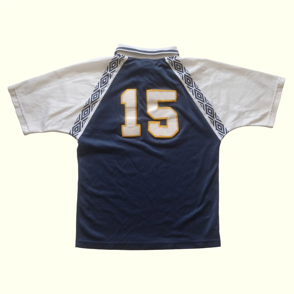 UMBRO VTG 90s 80s USA MADE RETRO SOCCER KIT STITCH JERSEY POLO T SHIRT #15 SZ XS - Image 3 of 4