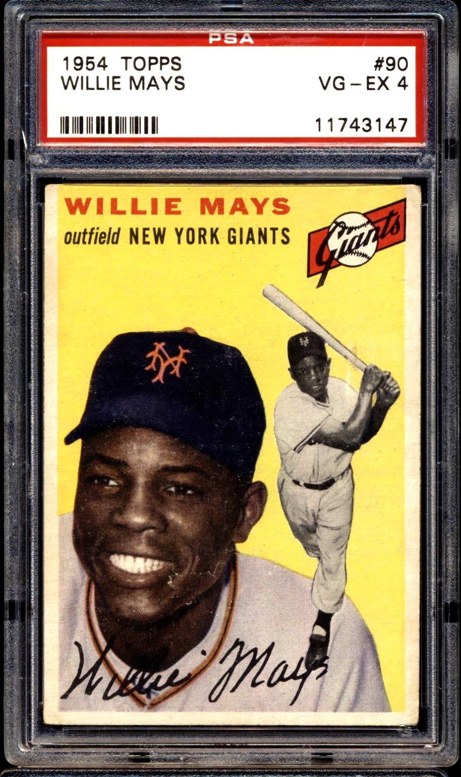 1954 Topps #90- Willie Mays NY Giants HOF  PSA 4 CENTERED NO PRINT LINES