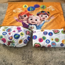 CoComelon Alphabet Print Kids Bedding Set Pillowcase Fitted Flat Sheets TV Theme