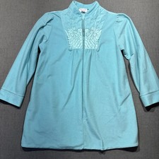 SEARS Carriage Court Blue Robe, Housecoat, Fleece Nightgown Granny core Vintage