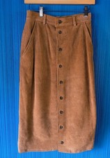 VTG 70s Ralph Lauren Tan Suede Button Front Skirt High Waist Size 6