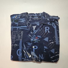 Nautica Mens Button Down Short Sleeve Casual Shirt XL/TG Blue Button Up Shirt