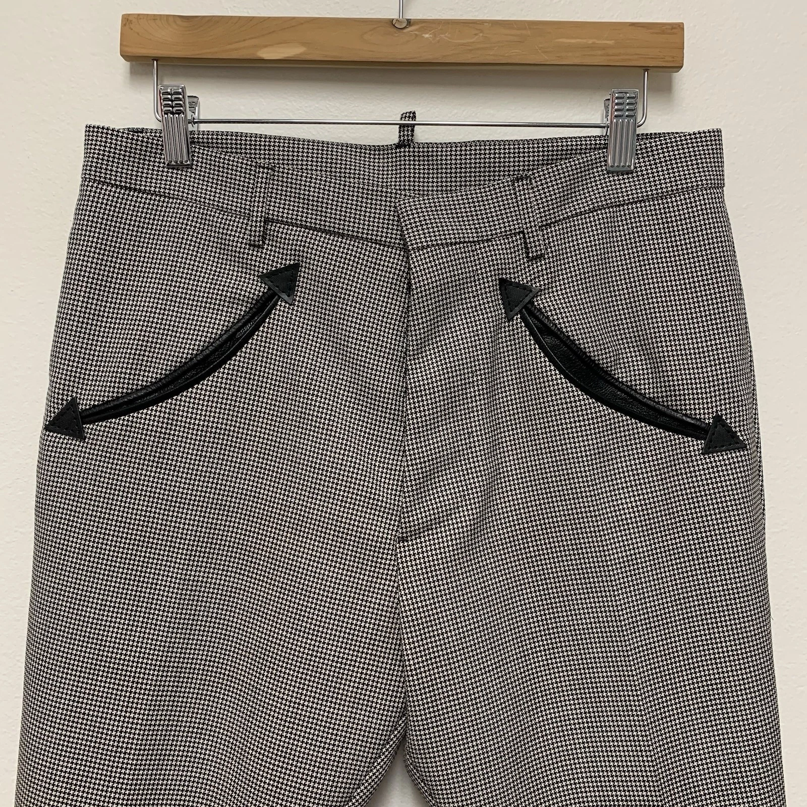 Pantaloni DSQUARED2 Hockney Fit a pied de poule taglia 42 tasche in pelle di lana mohair