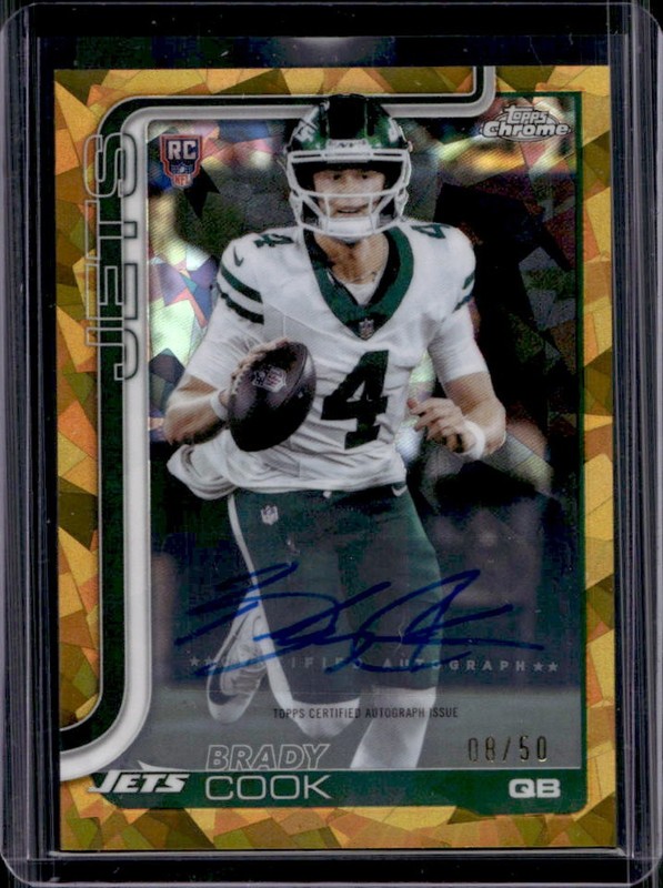 2025 Topps Chrome Sapphire Brady Cook Rookie Auto RC Gold Refractor #/50 Jets