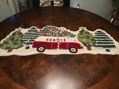 Holidays Winter Christmas  Beaded Table Runner Outdoors Scene 13  x 36  NWT