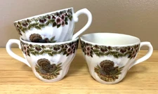 3 Flat Cup Thanksgiving Churchill Turkey Myott Factory Illustration England