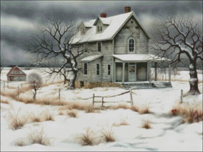 Farmhouse in Winter - Counted Cross Stitch Kits Needlework Embroidery DIY