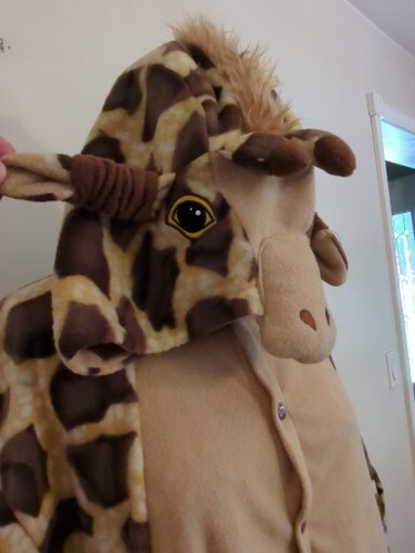 Georgie Giraffe Halloween Costume One Piece Hood Pockets Funsie Adult Size OSFM - Picture 4 of 19