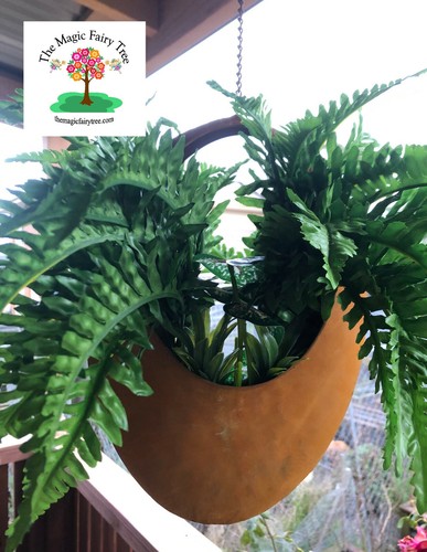 Rusty oval hanging planter garden sculpture decor pot - Bild 1 von 6