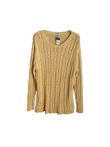 Eddie Bauer Vintage Pullover gelb Zopfmuster Langarm Größe XXL - Bild 1 von 4