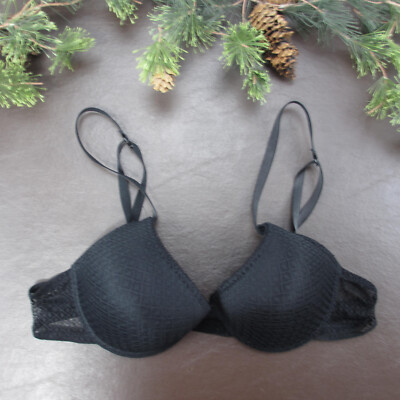 Secret Possessions Bra 36C Black Lace Padded Underwire Adjustable Clasp Back