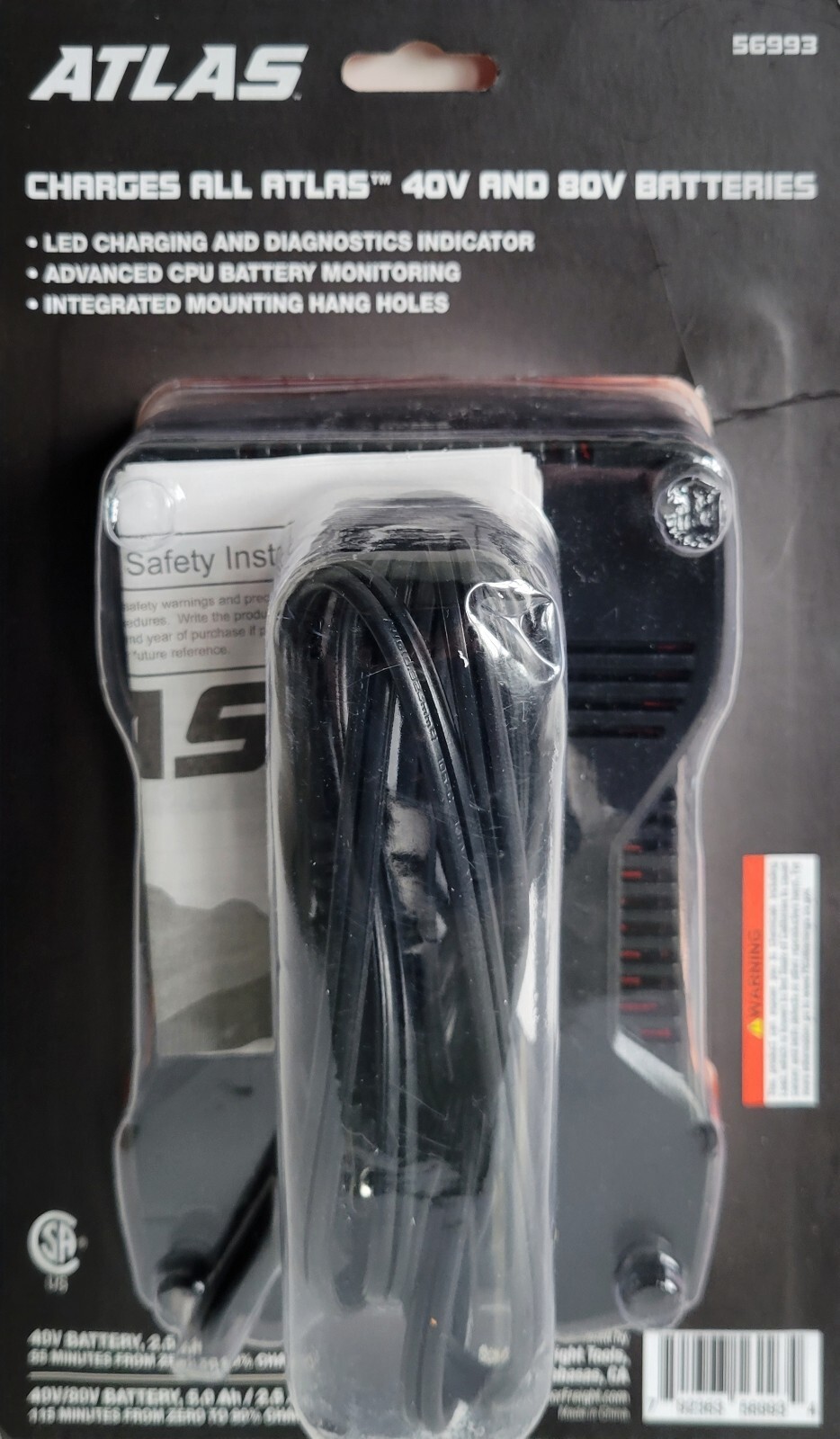 ATLAS 40V/80V Battery Charger Dual Voltage Lithium Ion High Efficiency
