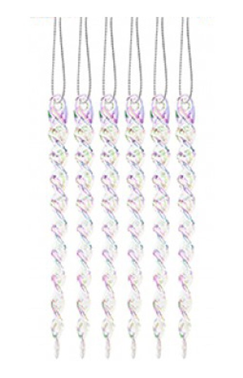 Iridescent Shimmer Hanging ICICLES Magical Rainbow Christmas Tree Decoration x6