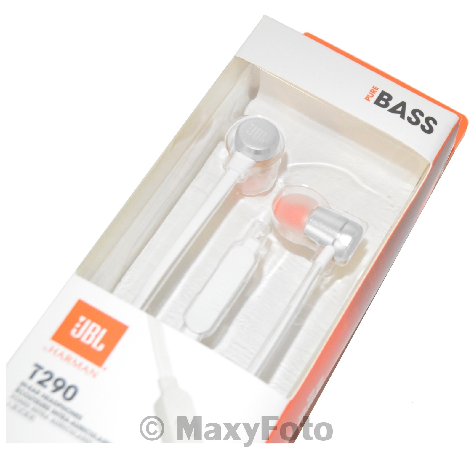JBL AURICOLARE ORIGINAL STEREO PURE BASS MICROFONO PURE BASS T290 SILVER 78D9DFA