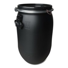 60 L Fass Tonne Behälter mit Deckel Spannring dicht verschließbar NEU schwarz