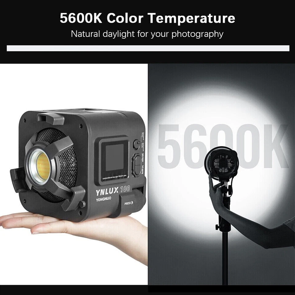 YONGNUO YNLUX100 Grey 3200K-5600K Bi-Color COB RGB LED Video Light Camera Lights - Bild 2 von 4