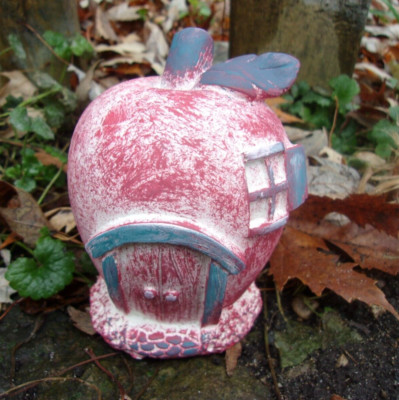 Apple Fairy house latex mold plaster concrete casting mould  4.25'' H x 3''W