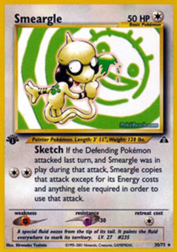 Smeargle - 30/75 - Rare - 1st Edition LP, English Pokemon Neo Discovery