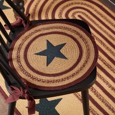 Potomac Jute Applique Star Chair Pad 15" Set of 6 Primitive Country Americana