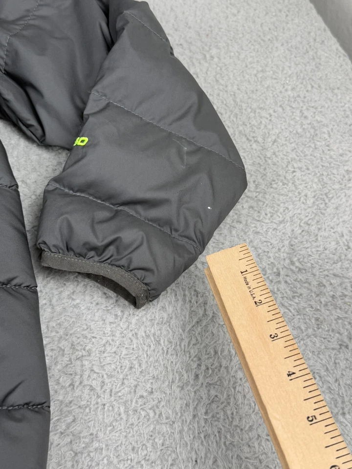 The North Face Puffer Jacket Youth S Gray Green Quilted 550 Down Coat Boys Kids - Image 3 of 4