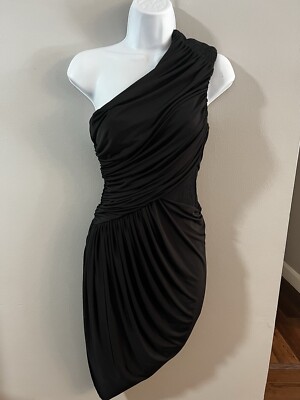 Grass Collections Dress Sz M Black Sleek Minimalist Dark Femme Night Out Glam