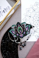 DIY Jewelry making kit "Lotus", Seed beaded brooch, Bead Embroidery Kit