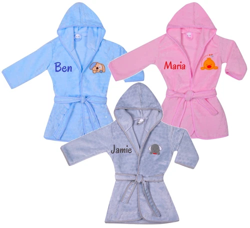 Cosy Bathrobe for Kids Embroidered with Name FLUFFY Kids Bathrobe