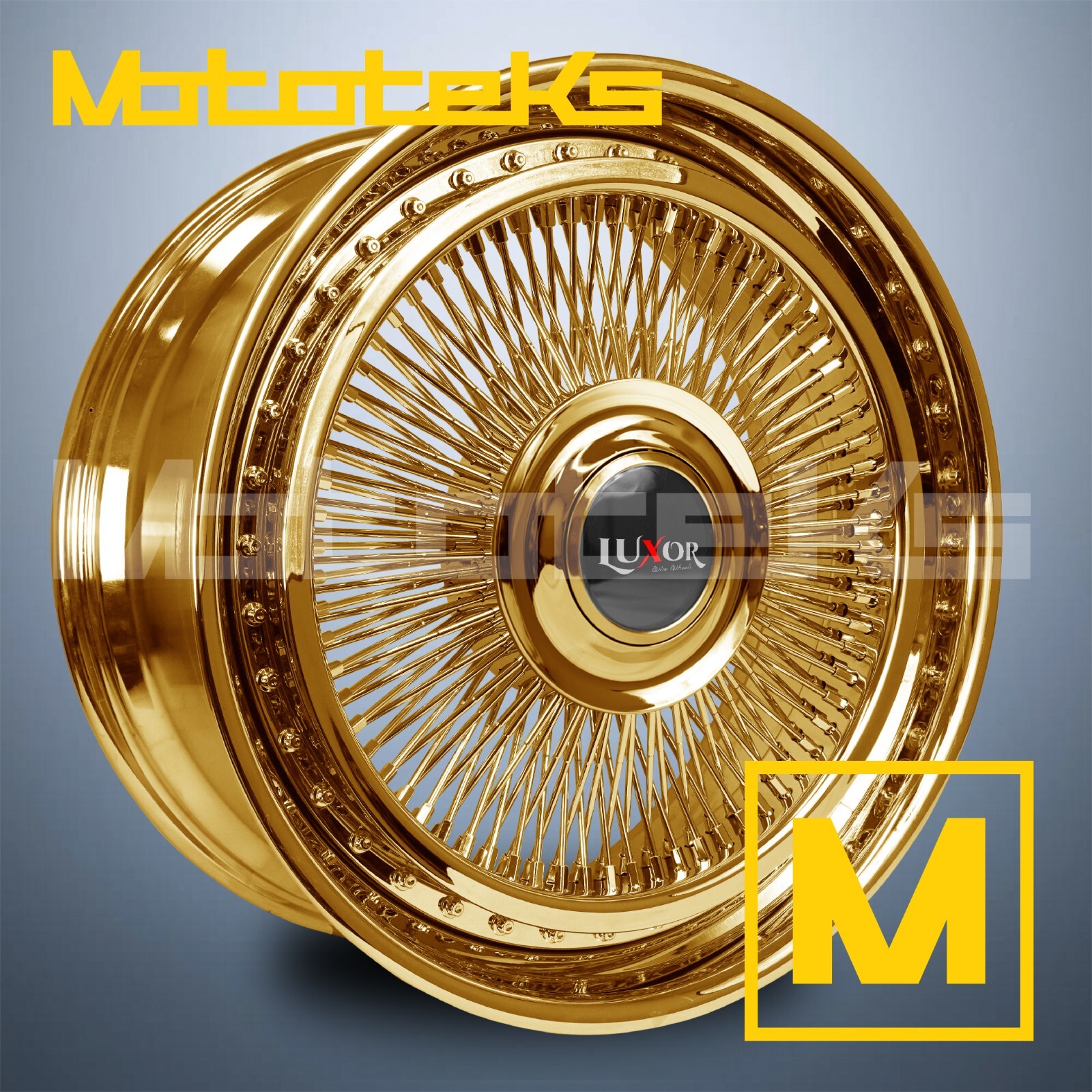 22X8.5 144 SPOKE STRAIGHT LACE 2-PIECE ALUMINUM WIRE WHEELS ALL GOLD 4 ...