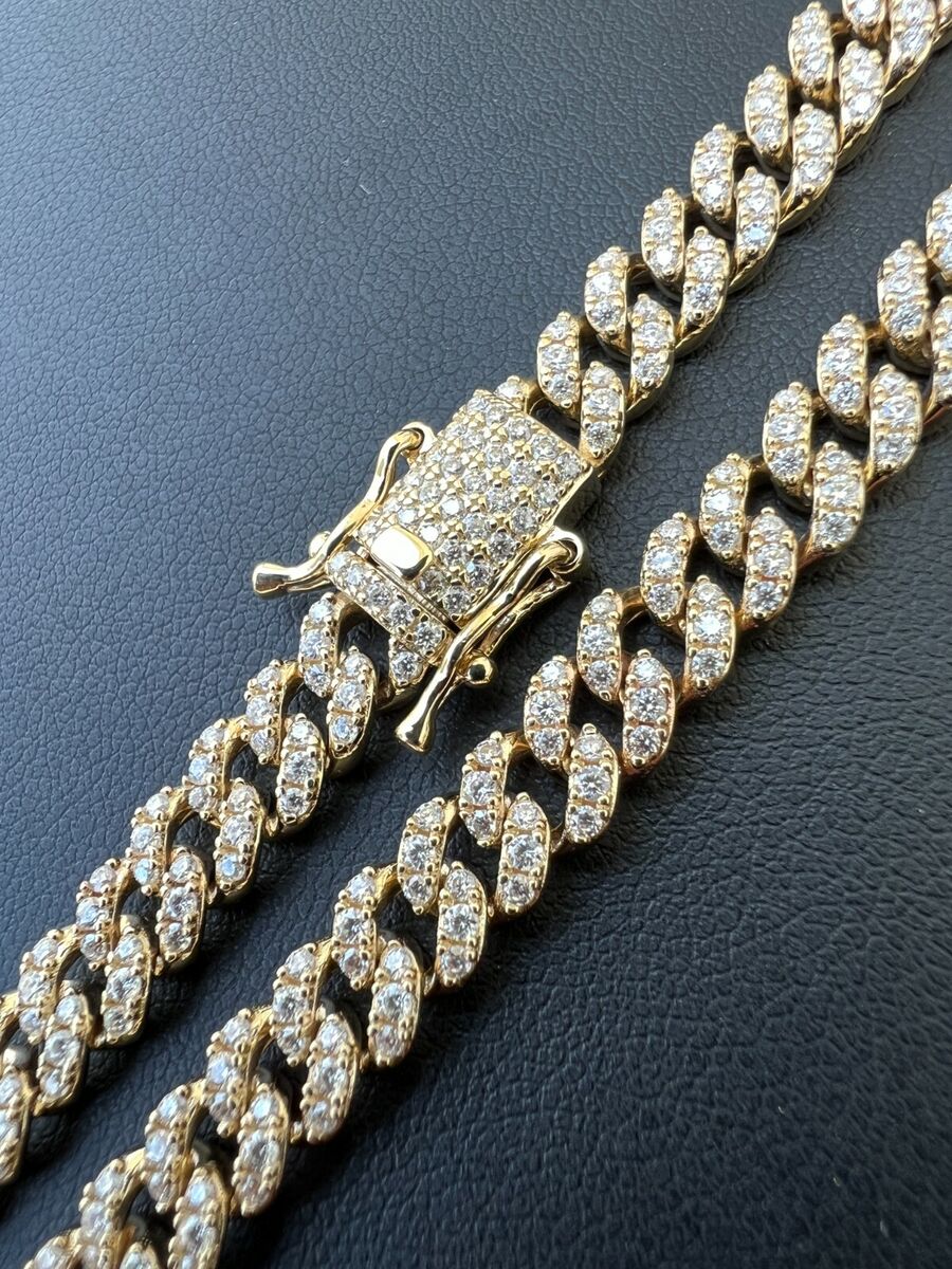 Solid 10k Gold Iced MOISSANITE 6mm Miami Cuban Chain Solid 10k Gold Iced MOISSANITE 6mm Miami Cuban Chain