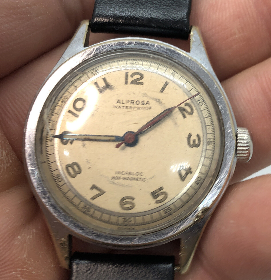 Vintage Alprosa 'Waterproof' Incabloc Non Magnetic Military Watch