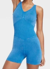 JoyLab Women's Seamless Short Bodysuit Blue Size Medium