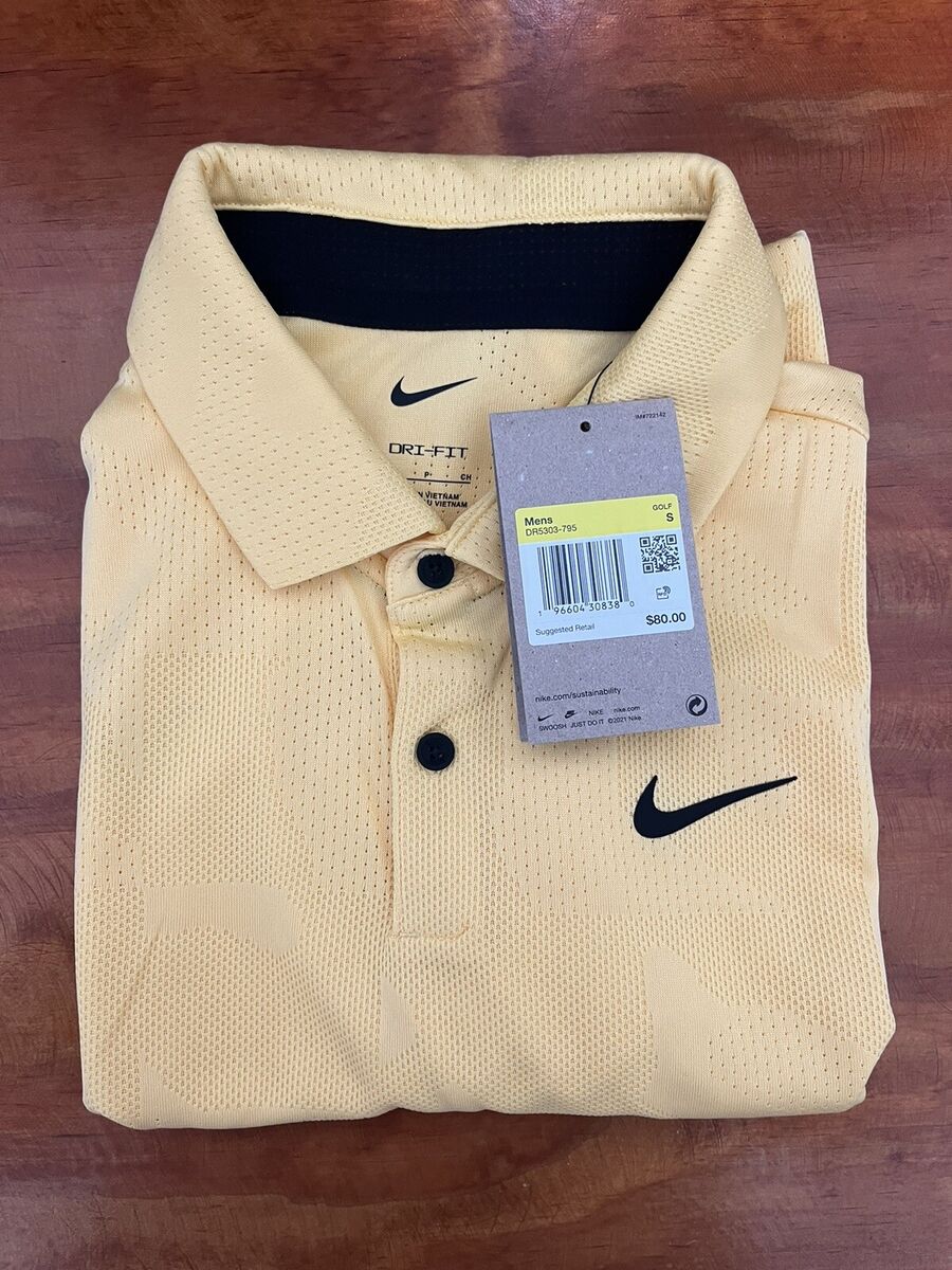 Nike Golf Tour Jacquard Dri-fit Shirt Men's Topaz Gold Size Nike Golf Tour Jacquard Dri-fit Shirt Men's Topaz Gold Size