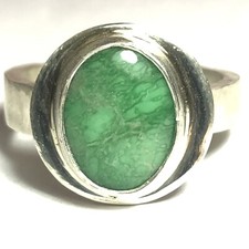 25 Ct Tw Natural Untreated Bright Green Variscite Sterling Silver Gemstone Ring