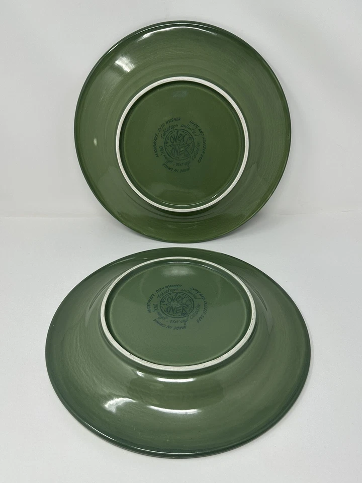 Table Tops Unlimited Green Over & Over Dinner Plates 12 Inch Set Of 2 - Image 2 of 4