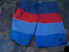 Mens Oakley Boardshorts Size Mediun 34 Swim Trunks Red/White/Blue