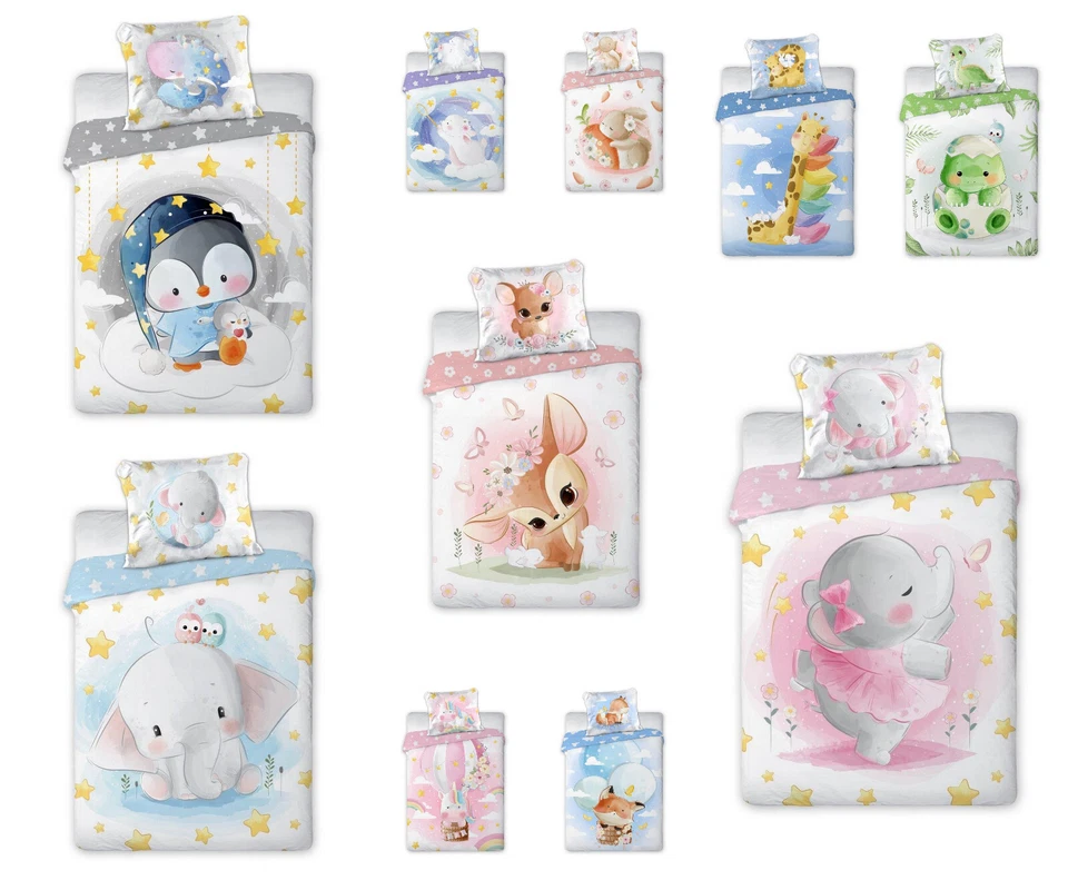 ARLE-LIVING Cuddle Baby Bettwäsche Sets 100x135 40x60 Tiere 100% Baumwolle