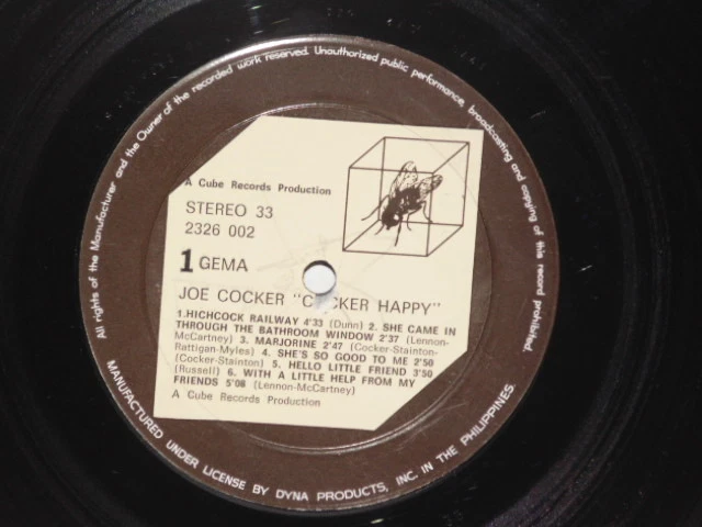 JOE COCKER Happy LP Philippines Press Vinyl Plays Well 1971 Cube Records  - Image 2 of 3