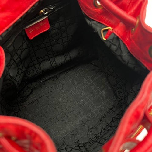 CHRISTIAN DIOR Cannage Leather Backpack Quilting Lambskin Red - Picture 10 of 12