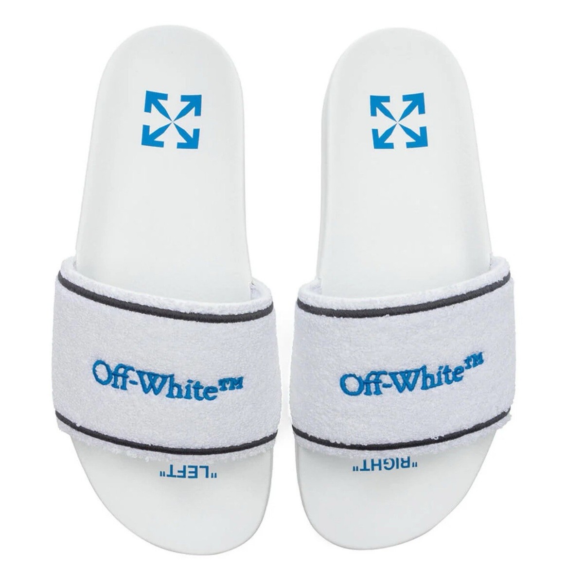 サンダル・ミュール OFF-WHITE SANDAL WITH LOGO New Off-White Virgil Abloh Terry Embroidery Slide Sandal