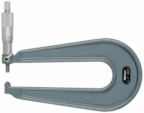 Mitutoyo 118-120 Sheet Metal Micrometer, Ratchet Stop, 0-1" Range, 0.0001" Gradu