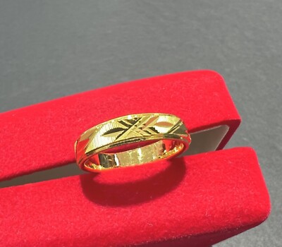 MOTO FLAT RING 24K ACCENT ＃16 24K Yellow Gold Flat Shape Unisex Design Ring | eBay