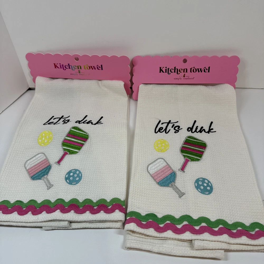 Pickleball Kitchen Towel Set of 2 Simply Southern 27x18 inches Cotton Lets Dink