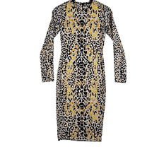 Zara W&B Collection Womens Bodycon Dress Animal Print Black Yellow Size Medium
