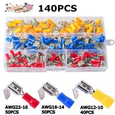 140PCS 22-10AWG Piggyback Quick Disconnect Terminals Spade Connectors Kit USA